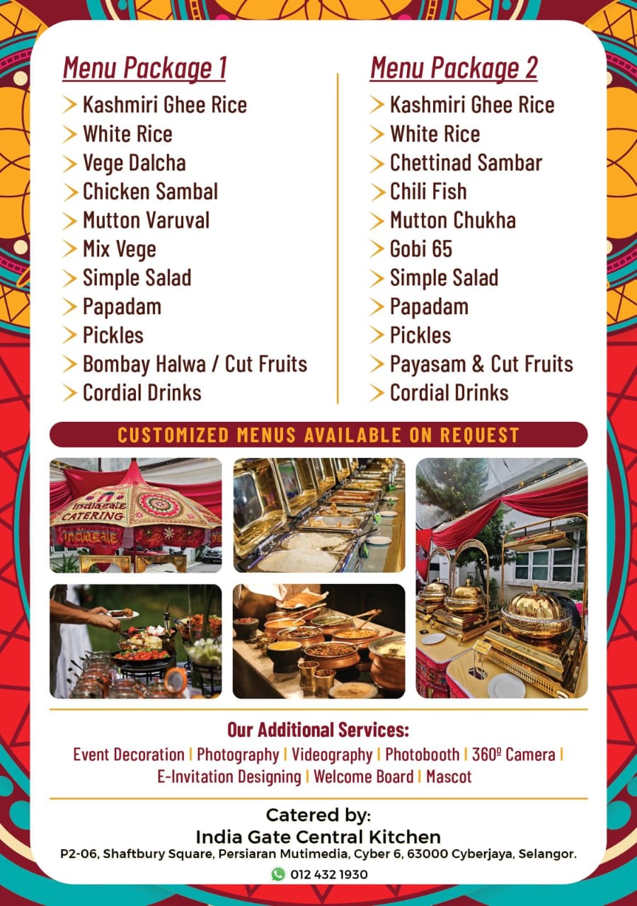 India Gate catering brochure page 2